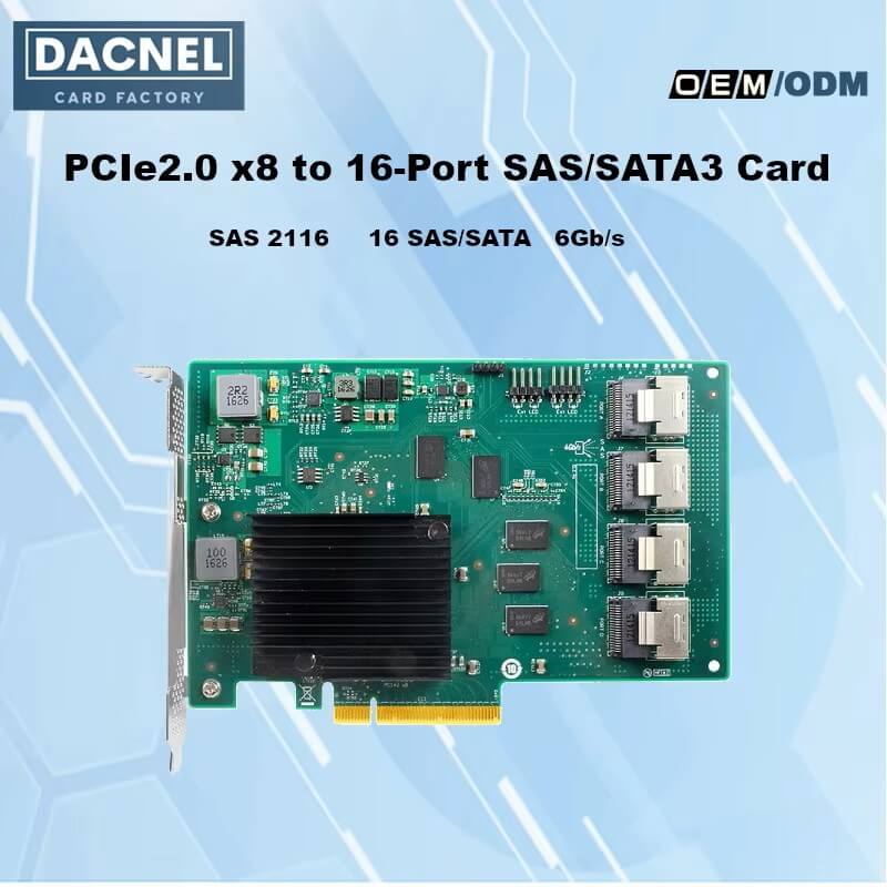PCIe 2.0 x8 to 16-Port SAS/SATA3 Card SAS2116 6Gb/s UEFI- HBA SAS2116-16I