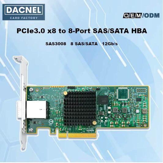 PCIe 3.0 x8 to 8-Port External SAS/SATA SFF-8643 HBA Card 12Gb/s-HBA SAS3008-8E