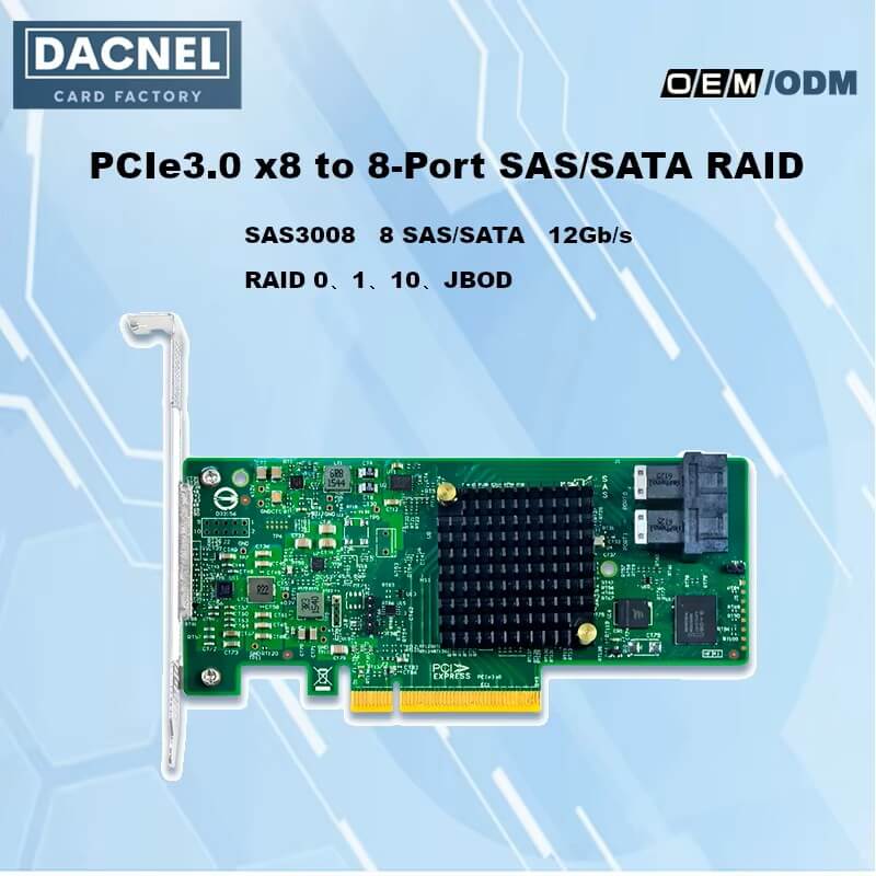 PCIe3.0 x8 auf 8-Port SAS/SATA RAID-Karte SAS3008 12 Gb/s