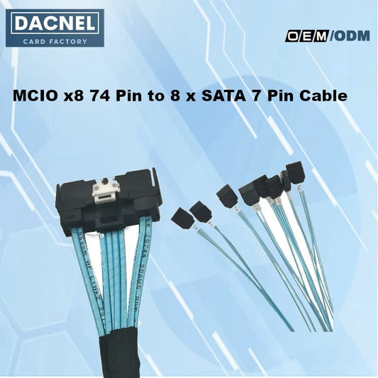 MCIO x8 74 Pin to 8 x SATA 7 Pin Cable