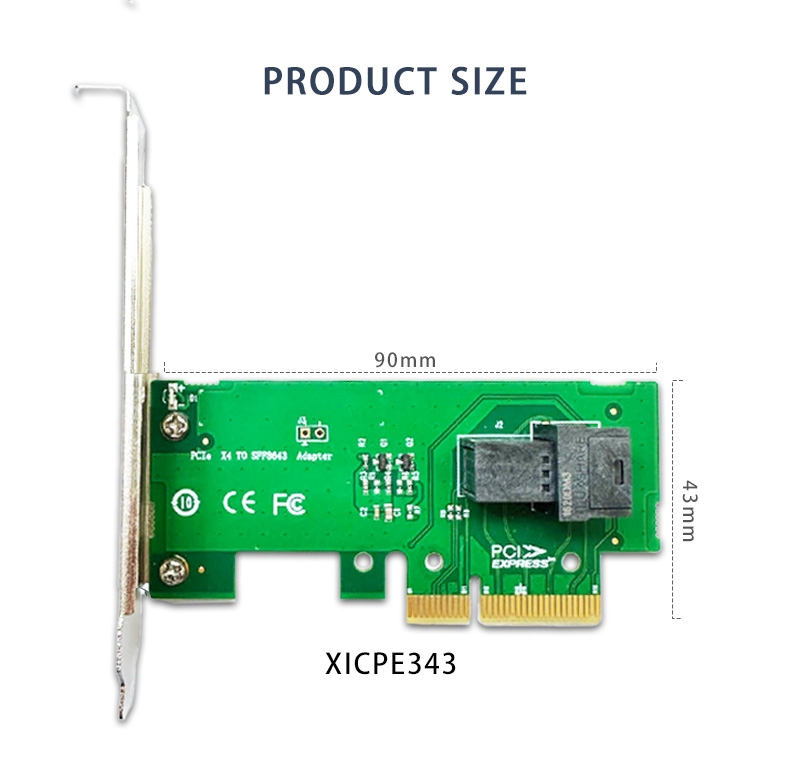 PCIe 3.0 x4 to U.2 NVMe Adapter Card - XIC PE343
