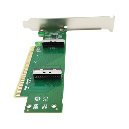 PCIe5.0 x16 to Two MCIO 8i NVMe Adapter---Lateral Version