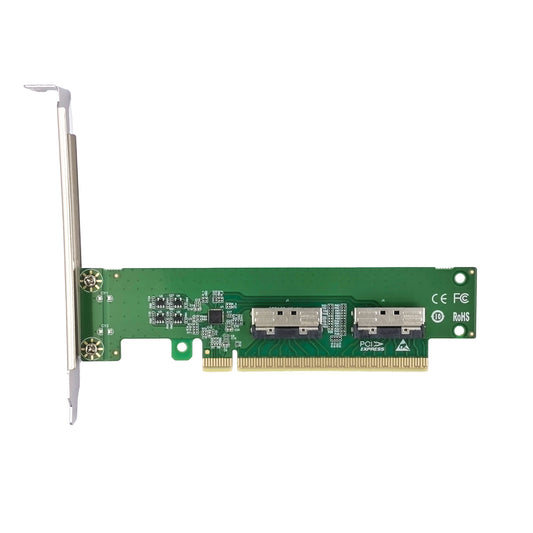 PCIe5.0 x16 to Two MCIO 8i NVMe Vertical Adapter