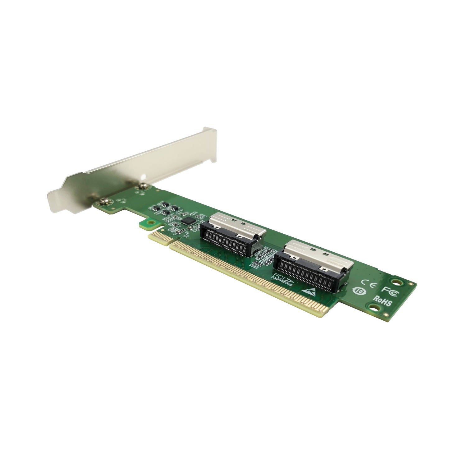 PCIe5.0 x16 to Two MCIO 8i NVMe Vertical Adapter