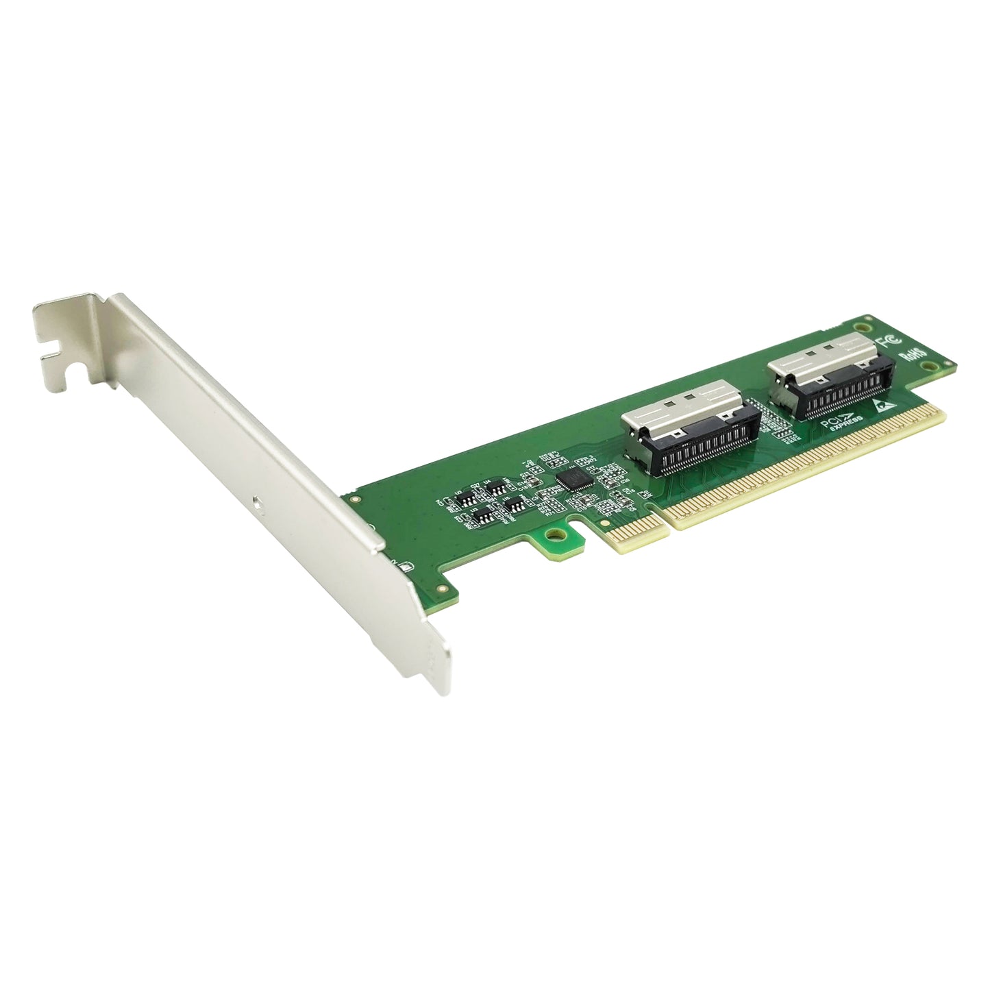 PCIe5.0 x16 to Two MCIO 8i NVMe Vertical Adapter