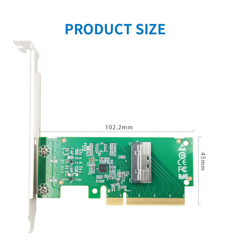 PCIe 5.0 x8 to MCIO 8i Adapter Card Support 2*PCIe 5.0 U.2 NVMe SSD-XIC PE580