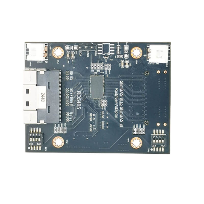 SFF-8654 8I to SFF-8654 8I PCIe x8 Gen 4 (16 Gbps) ReDriver Board-RD5485