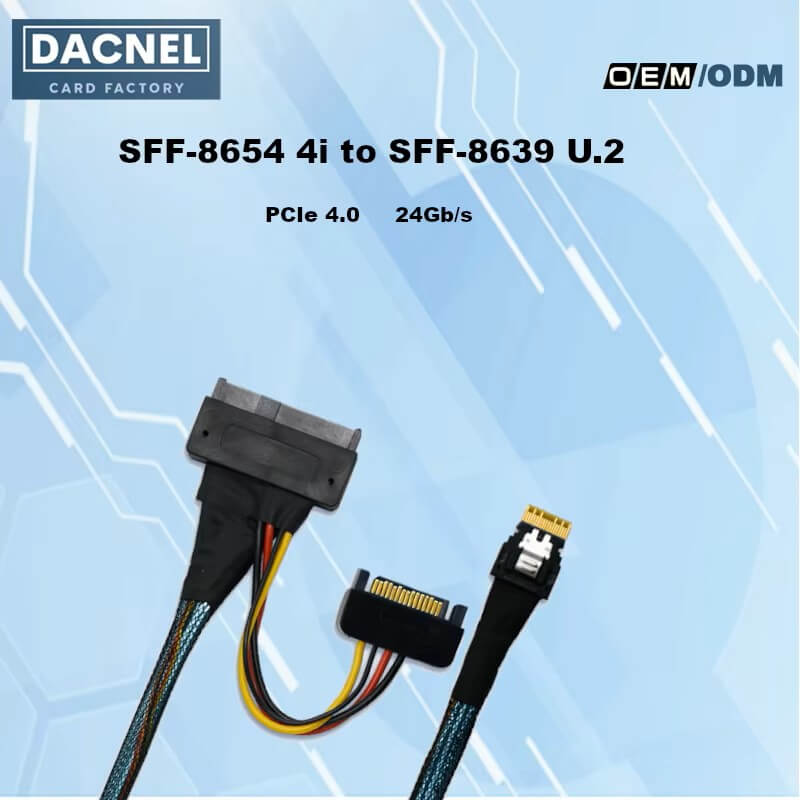 PCIe 4.0 SlimSAS 4i (SFF-8654) to U.2 SFF-8639 Cable 70CM