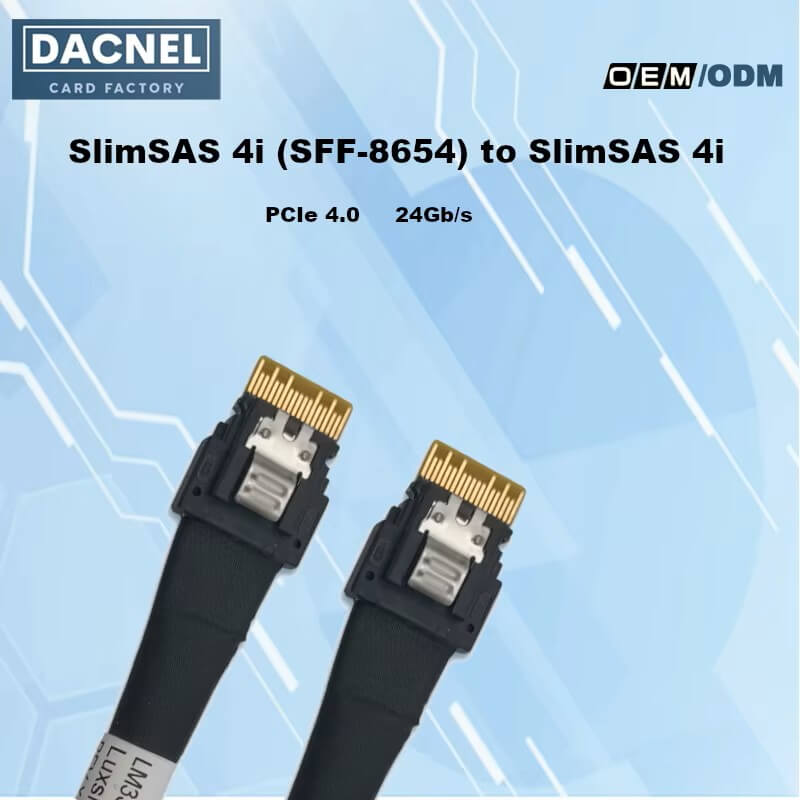 PCIe 4.0 SlimSAS SFF-8654 4I to SlimSAS SFF-8654 4I Cable 80CM