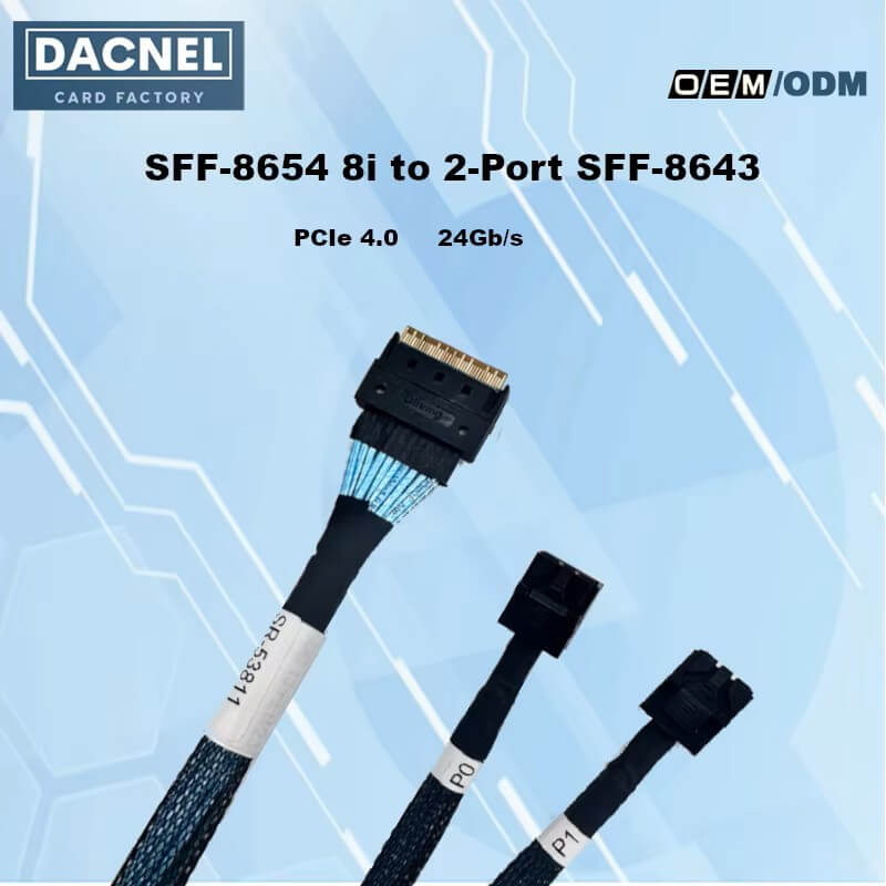 PCIe 4.0 SFF-8654 8i auf 2-Port SFF-8643 Kabel 80CM