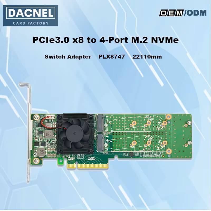 PCI Express x 8 auf Quad M.2 NVMe SSD Switch Adapter