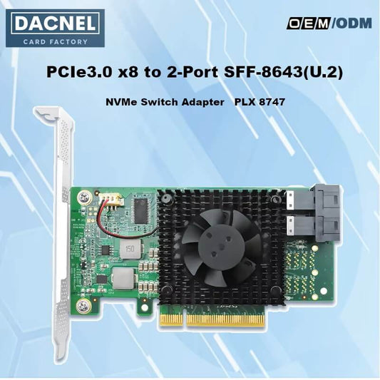 2 Port PCIe 3.0 x8 to SFF-8643 NVMe Switch Card-STC PE383-2I