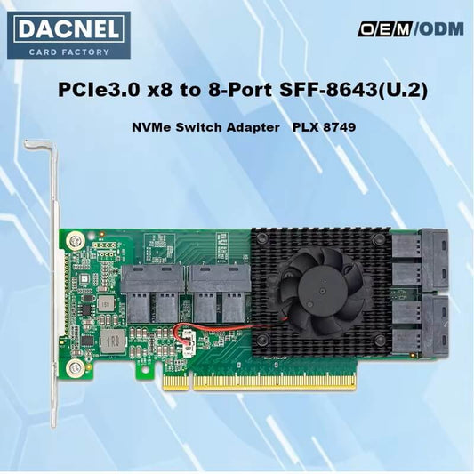 8 Port PCIe 3.0 x16 to Internal SFF-8643 NVMe Switch Card-STC PE3163-8I