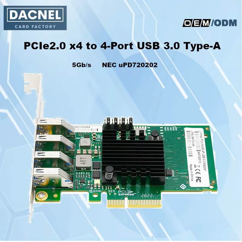 PCIe 2.0 x4 auf 4-Port USB 3.0 Typ-A Adapterkarte 5Gb/s