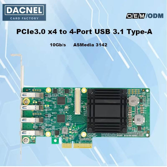 PCIe 3.0 x4 to 4-Port USB3.1 Type-A ASMedia 3142 10Gb/s-USB3144A-L