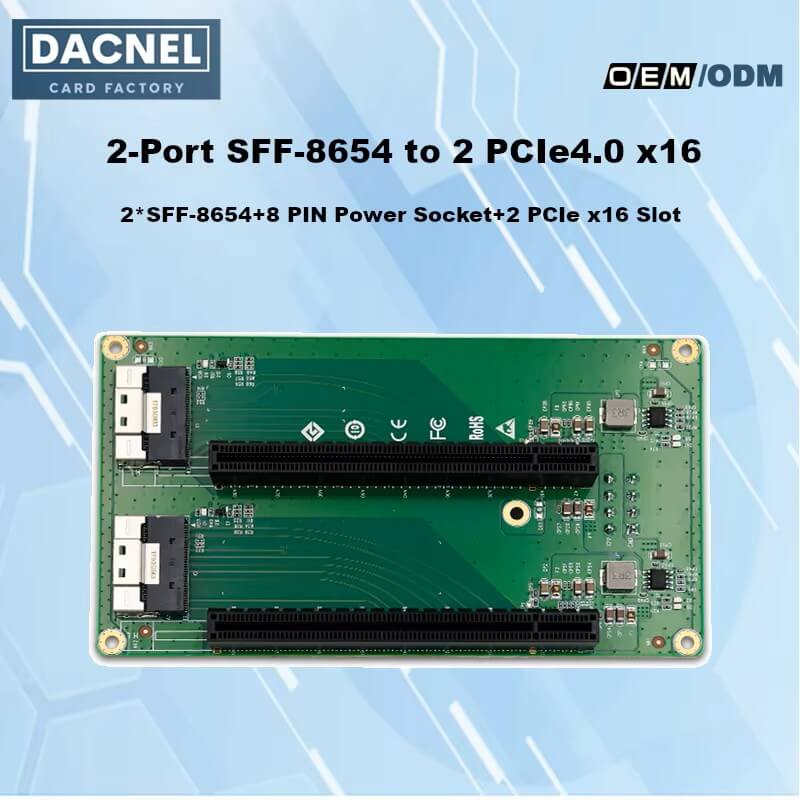 2-Port SFF-8654 auf 2 PCIe4.0 x16-Steckplatzadapter