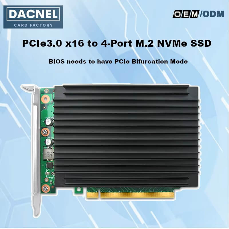 Quad PCIe 4.0 x16 to M.2 NVMe Adapter Card