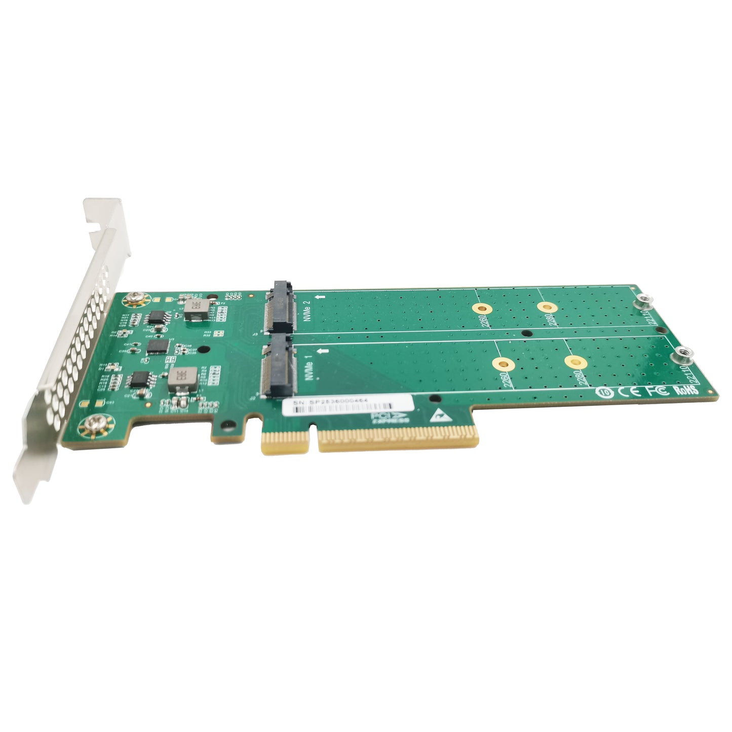 PCIe x8 to 2-Port M.2 NVMe Adapter