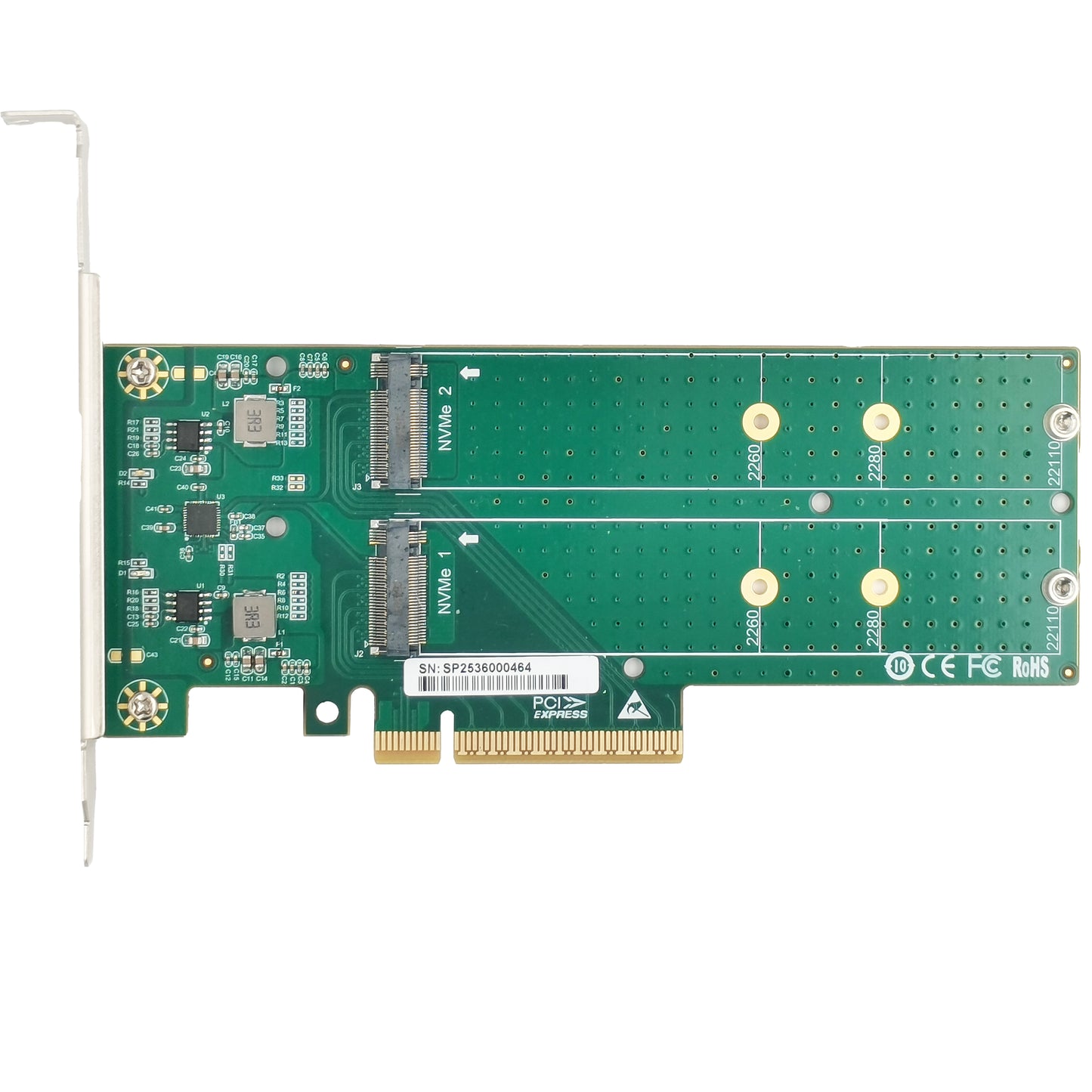 PCIe x8 to 2-Port M.2 NVMe Adapter