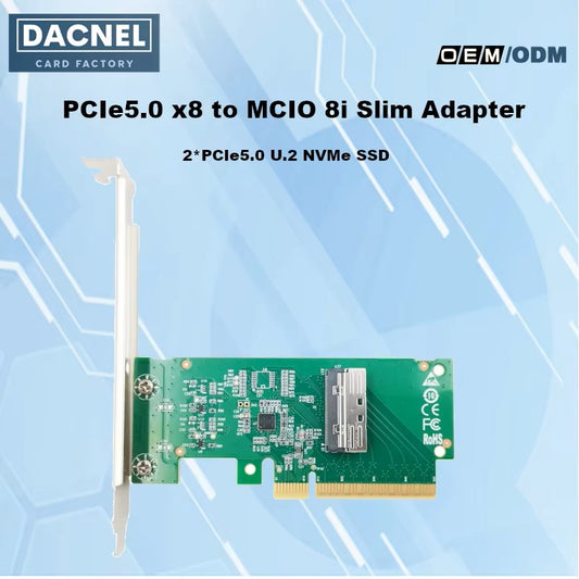 PCIe 5.0 x8 to MCIO 8i Adapter Card Support 2*PCIe 5.0 U.2 NVMe SSD-XIC PE580