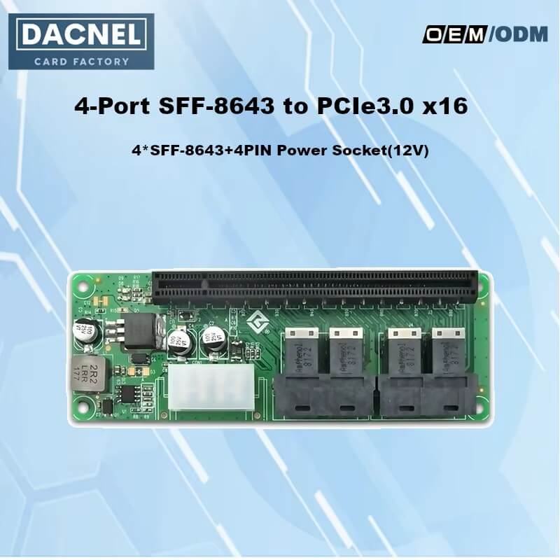 4-Port SFF-8643 auf PCIe3.0 x16 Steckplatzadapter