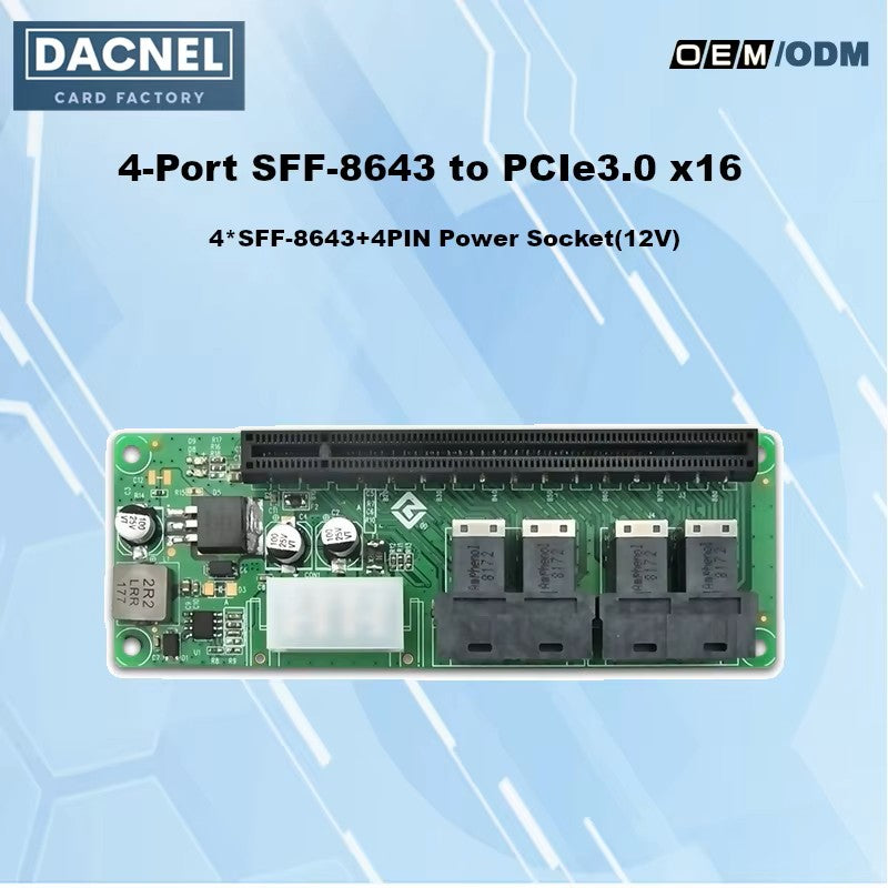 4 Port SFF-8643 to PCIe3.0 x16 Slot Adapter