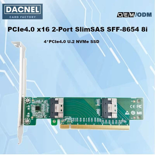 PCI Express 4.0 x16 to Two SlimSAS SFF-8654 8i Slim Adapter-XIC PE4165-4IL